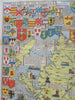 Scotland Historical Cartoon Pictorial Map Clan Shields c. 1930's large color map
