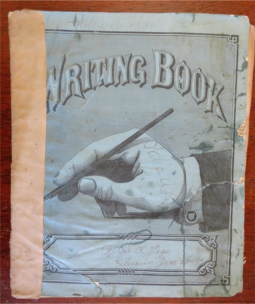 Handwriting Exercises Lines Speeches Poetry Willie A. Page c. 1885 school book