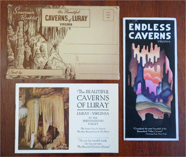 Luray & Endless Caverns Virginia Shenandoah Valley c 1930's Lot x 2 pamphlets