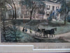 New England Homestead Horse & Buggy c. 1860-70 Currier & Ives old frame print