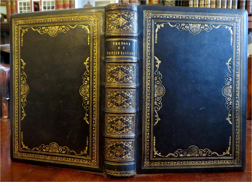 British Ballads Songs Lyrics 1845 profusely illustrated decorative leather book