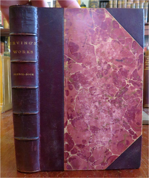 Crayon's Sketchbook 1886 Washington Irving Travelogue Short Stories Leather book