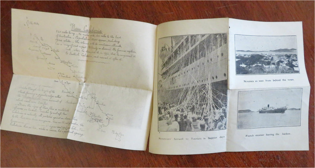 Noumea New Caledonia French Colony c. 1925 souvenir album hand drawn city plan