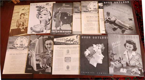 Avon Outlook Women's Makeup Cosmetics Seller Guide Lot x 28 WWII era magazines