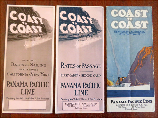 Panama Pacific Line Coast c.1923 New York California Lot x 3 travel brochures