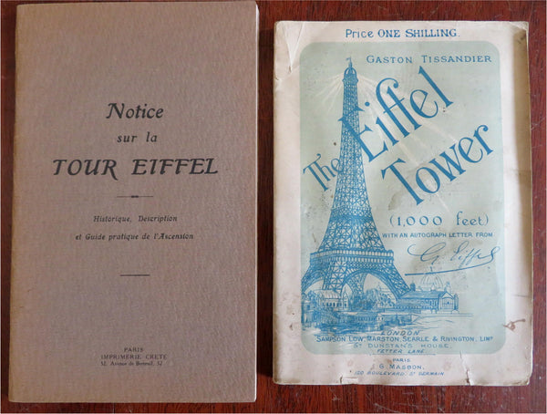 Eiffel Tower Paris France 1889-90 illustrated history souvenir books Lot x 2