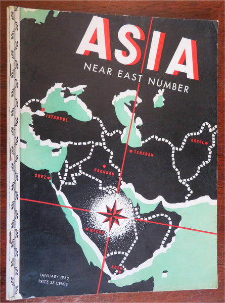 Asia Magazine 1938 Middle East Illustrated Magazine w/ map cover photos