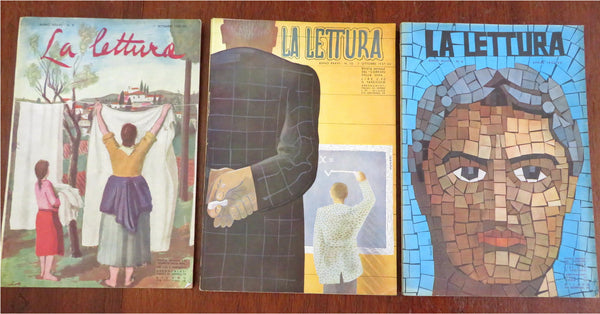 La Lettura Italian Arts Literature Politics 1937 Munari art Lot x 3 periodicals