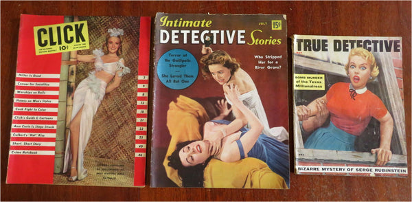 Detective Stories pulp magazines 1940-55 American WWII & Postwar era x 3 Photos