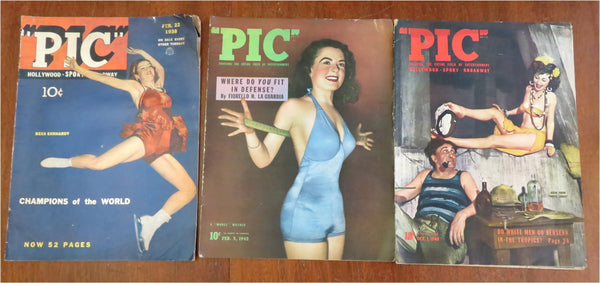 Pic Magazine 1938-42 Hollywood Sports Entertainment Lot x 3 periodicals