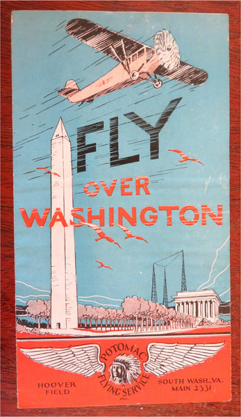 Potomac Flying Services Washington D.C. Airplane Tour c.1935 vintage ad brochure