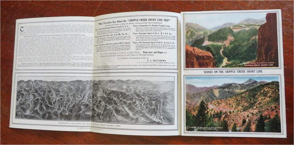 Cripple Creek Short Line Tour Colorado Rocky Mountains c 1915 promo map views