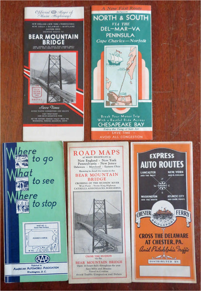 Virginia Chesapeake Bay Pennsylvania c. 1950's travel brochure lot x 5 road maps