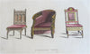 table chairs Fashionable Furniture 1809-27 Ackerman lot x 9 hand colored prints