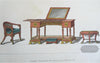 table chairs Fashionable Furniture 1809-27 Ackerman lot x 9 hand colored prints