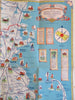 New England Cartoon Pictorial Road Map c.1930's Sun Oil tourist brochure