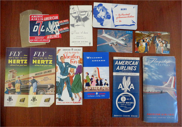 American Airlines Souvenir Informational lot c. 1954 time tables & ephemera