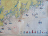 New England Coastal Cruising Guide c. 1950's Standard Oil Large Maine coast map