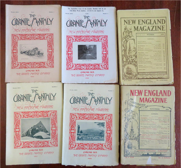 New England Magazines & NH Granite Monthly 1897-9 Lot x 6 rare vintage magazines