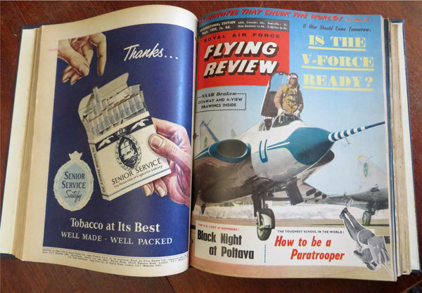Royal Airforce Flying Review 1959-60 bound collection 14 issues period ads jets