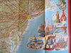American Airlines Travel Routes System Map c. 1953 pictorial cartoon color maps