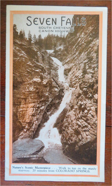 Seven Falls South Cheyenne Canyon highway Colorado c. 1920's promo brochure