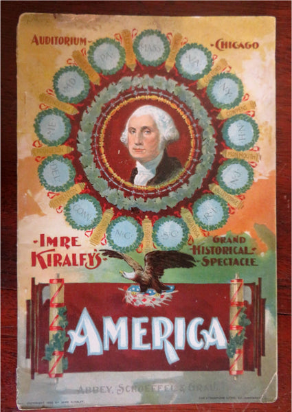 America Pageant Spectacle Imre Kiralfy 1893 World's Fair souvenir 6 color lithos