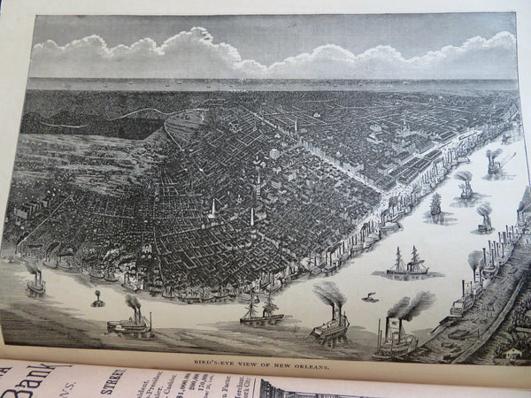 New Orleans Crescent City Almanac 1887 birds-eye view pictorial calendar birds