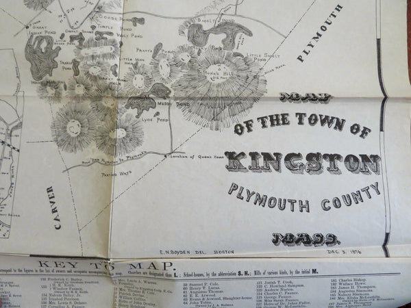 Kingston Massachusetts 1875 detailed city plan homeowners identified