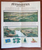Pennsylvania cartoon pictorial road map c. 1935-9 promotional tourist brochure