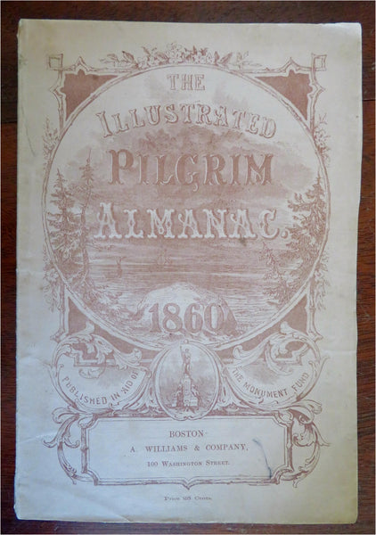 Illustrated Pilgrim's Almanac 1860 Boston American periodical calendar adverts