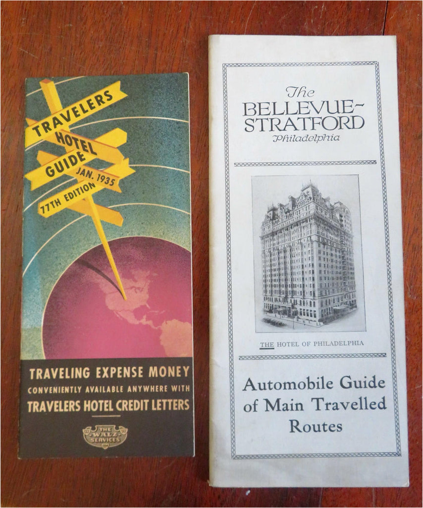 Philadelphia & American Hotel c 1920's-30's Auto Travel Pamphlets Lot x 2