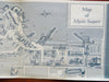 Mystic Seaport Connecticut c. 1960's lot x 2 promo pictorial birds-eye view maps