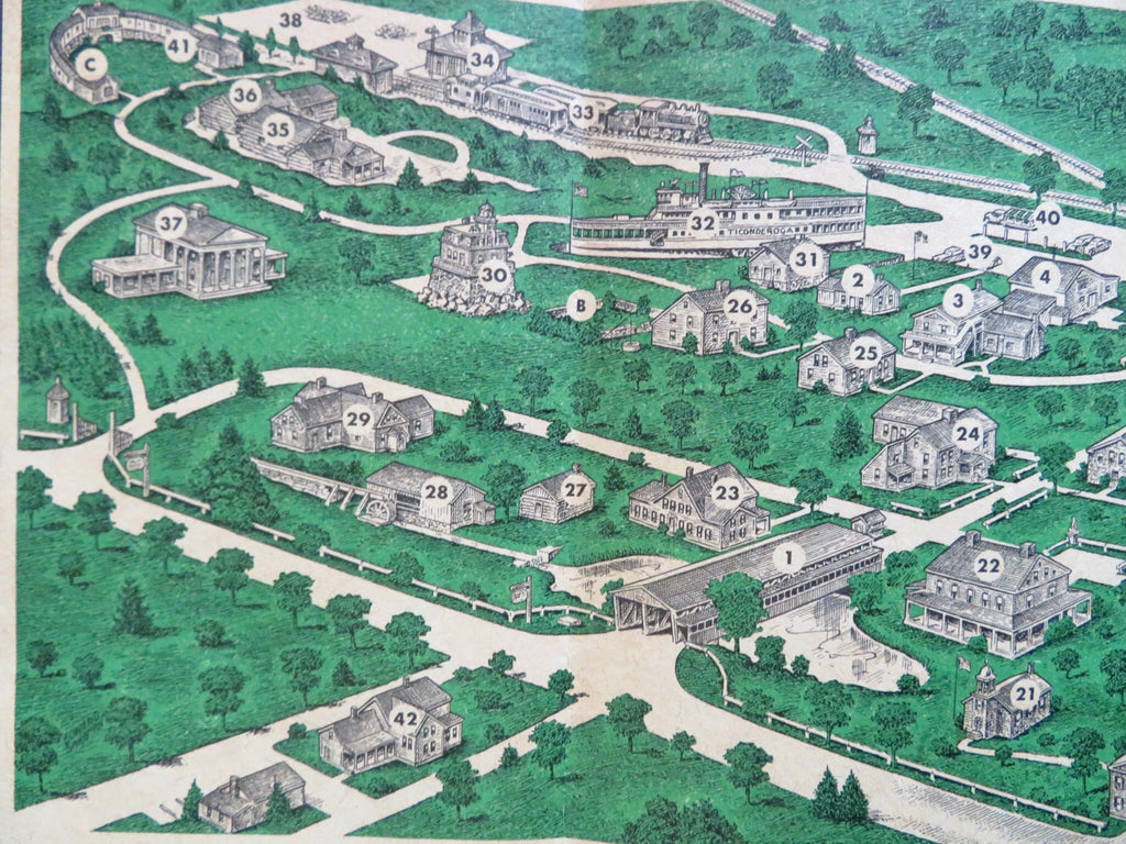 Shelburne Museum Vermont 1965 tourist promotional birds-eye view pictorial map