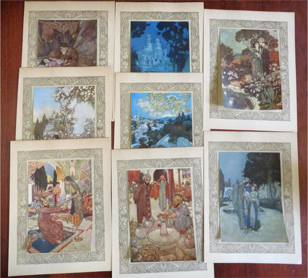 Edmund Dulac Fantasy Art Arabian Nights Orientalism c. 1920's Print Lot x 8