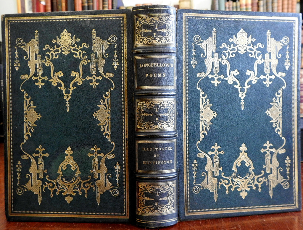 Henry Wadsworth Longfellow 1850 Collected Poems decorative Leather book w plates