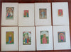 Catholic Saints & Biblical Scenes c. 1890 Chromolithographed print lot x 8