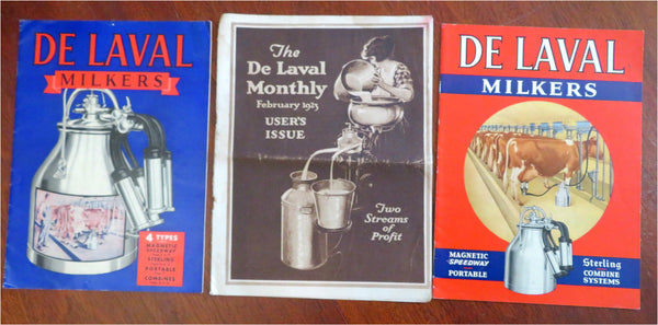 Cows De Leval Separator Co. c.1923-43 Dairy Farming Lot x 3 illustrated catalogs