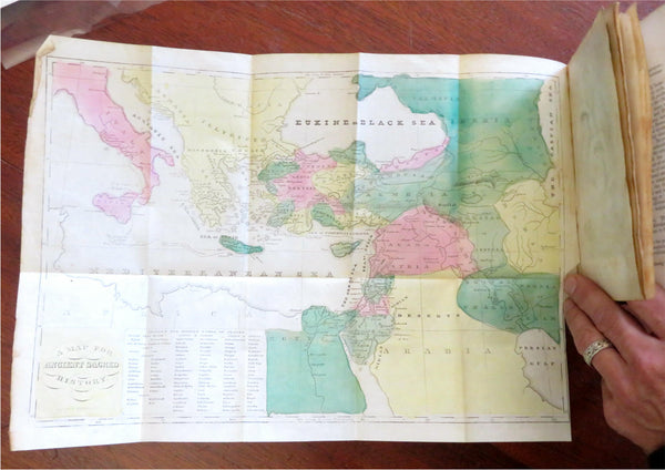 Ecclesiastical History 1840 Judaism Christianity leather book w/ maps & views