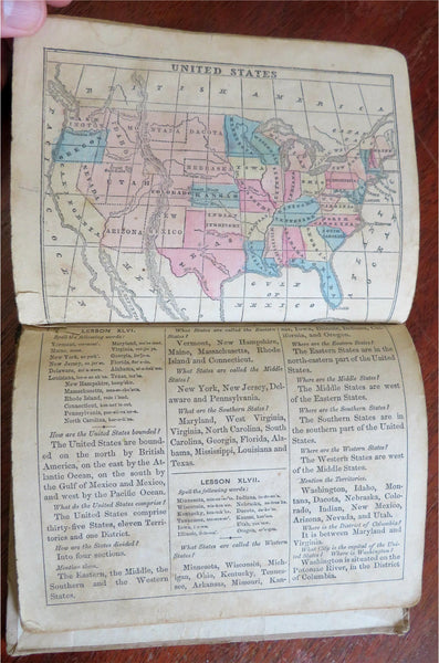 Cornell's Geography School Atlas 1858 juvenile book w/ world hand color maps