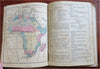 Cornell's Geography School Atlas 1858 juvenile book w/ world hand color maps