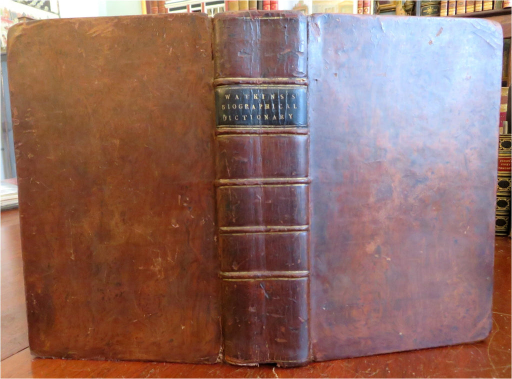 Watkins' Biographical Dictionary 1806 monumental leather book short bios