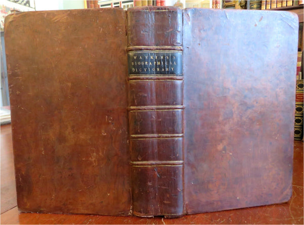 Watkins' Biographical Dictionary 1806 monumental leather book short bios