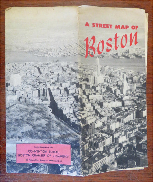 Boston Massachusetts 1946 Detailed Street Plan folding tourism brochure