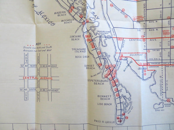 St. Petersburg Florida Business Directory City Plan c. 1940's tourist promo map