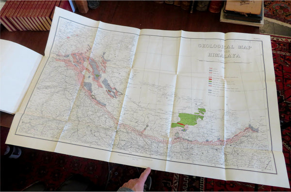 Himalayas Geology 1908 Burrard Hayden large important map Calcutta imprint