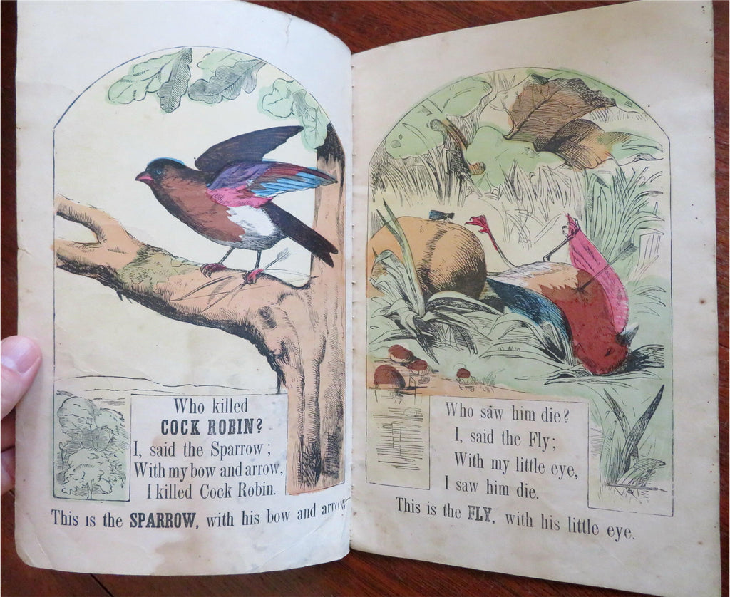 Death Burial of Cock Robin c. 1870's McLoughlin hand colored juvenile toy book