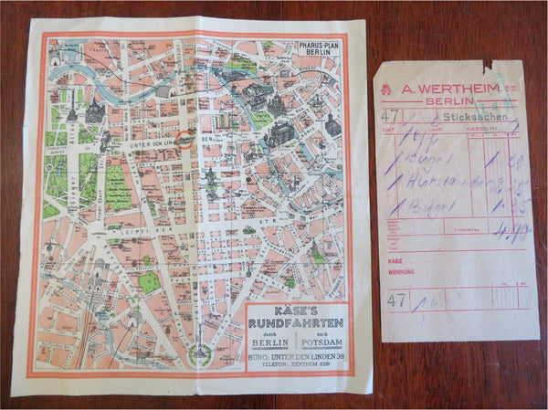 Berlin c. 1920's Ephemeral Lot Cartoon Pictorial Map Receipt Advertising Card