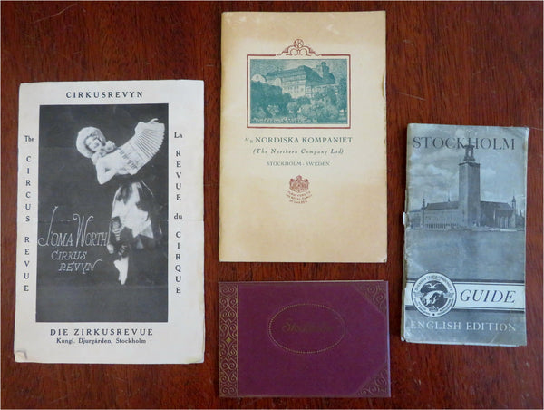 Stockholm Sweden Tourist Ephemera Lot x 4 c. 1930's souvenir items w/ city map