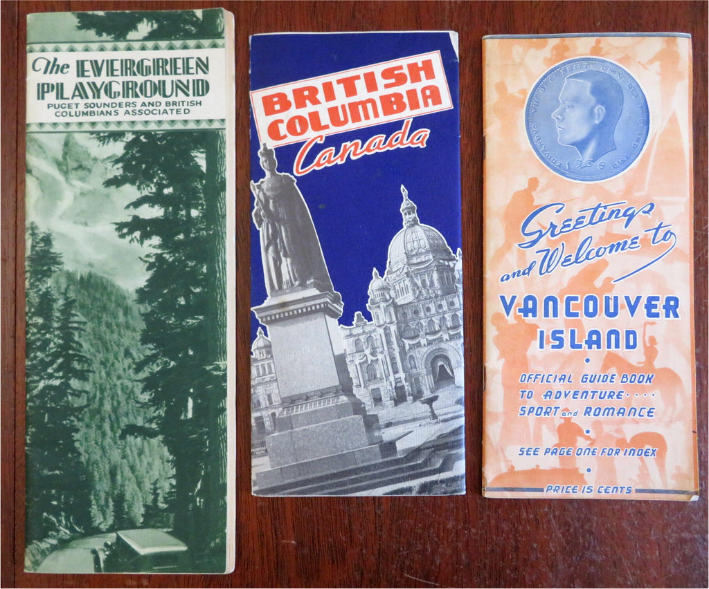 Canada Travel Brochures British Columbia Vancouver 1920's Lot x 3 tourist items